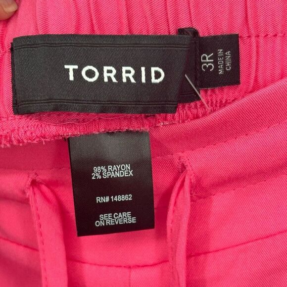 Torrid 4 Draw Cord Taper Challis Tapered Leg Pants Pink Size 3X NWT - Picture 2 of 8